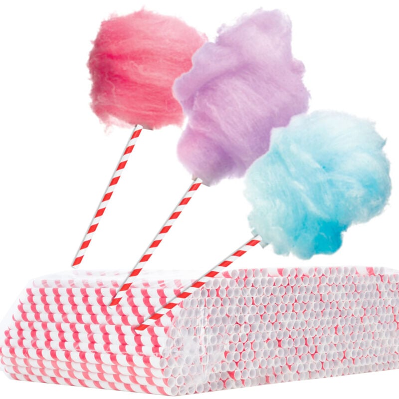 Bâtonnets de barbe à papa en papier 6/270mm - blanc et rouge 500 pcs.
