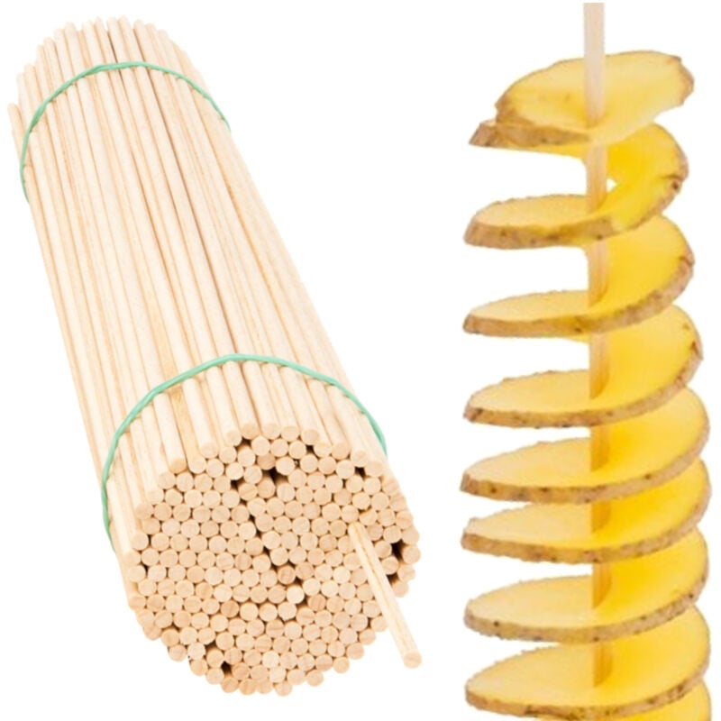 Bâtonnets en bois de hêtre pour frites torsadées 45cm/4mm 100 pcs