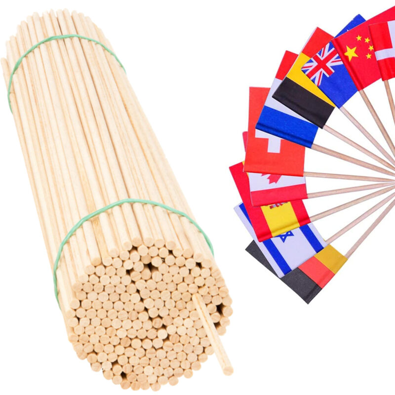 Bâtons de drapeau en bois de hêtre pour fanions, 50 cm/5 mm, 100 pcs