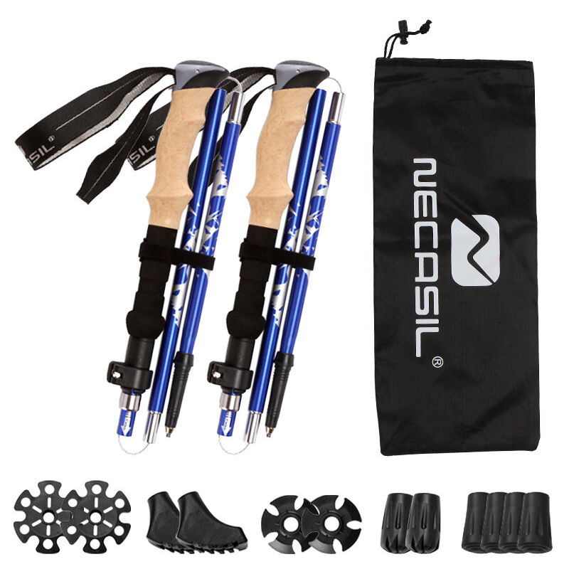 Bâtons de Randonnée Télescopiques - Pliable, Antidérapant et Antichoc, Ultra-légers, pour Marche Nordique, Alpinisme, Randonnée, Trekking (Une Paire)