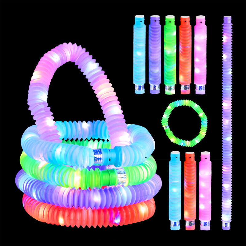 Relaxdays - Bâtons lumineux, 15 tiges à led, 3 effets, accessoires à étirer jusqu'à 63 cm, plastique, multicolore