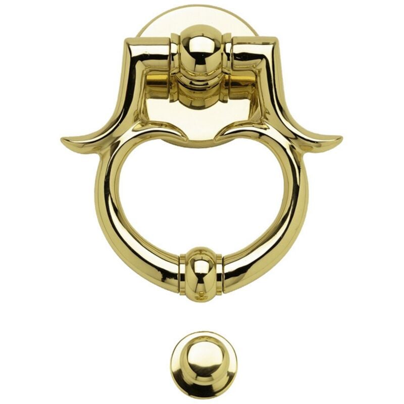 Battente per porta mod barocco in ottone finitura oro lucido h 165 mm