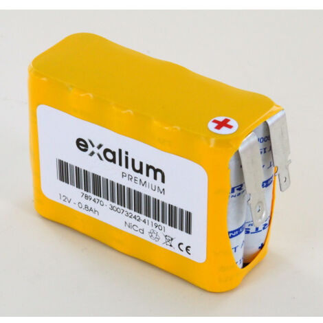 Batteria 12V 0.8Ah NiCd 789470 sotto termo tasselli faston guaina