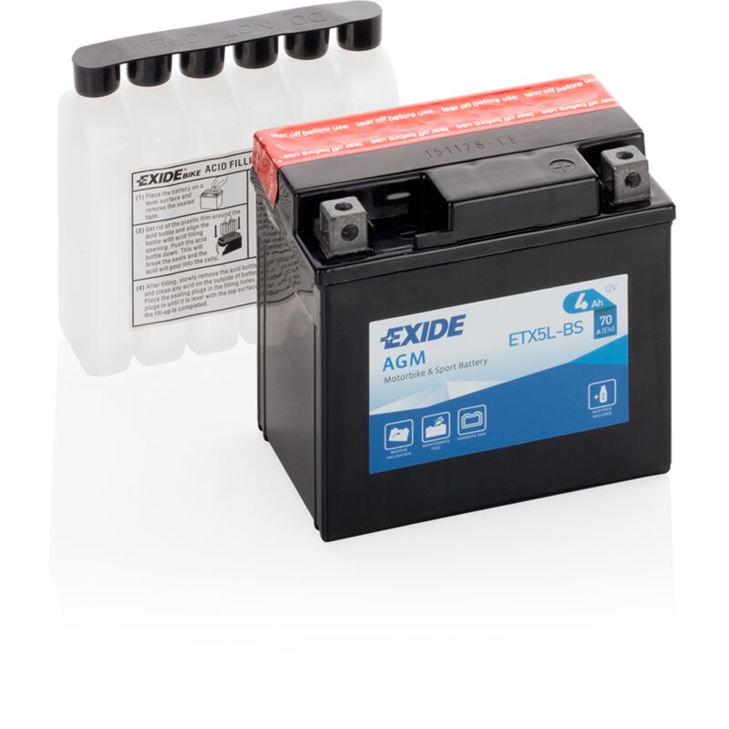 EXIDE Batteria Moto AGM ETX5L-BS 4AH 12V/E0 (115cm...