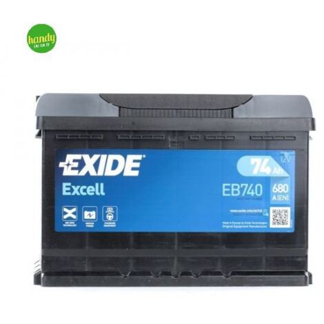 Batteria 12V per autovettura e veicolo commerciale EXIDE Excell  Caratteristica: 74 Ah