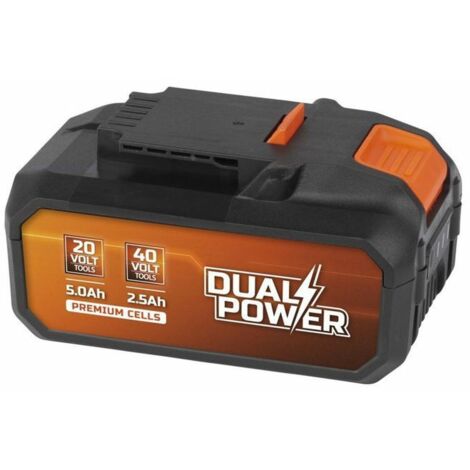 Batteria 2x20V 2,5Ah per utensile 40V o 5Ah su utensile 20V Dual Power POWDP9037 - Compatibile con utensili 40 V & 20 V