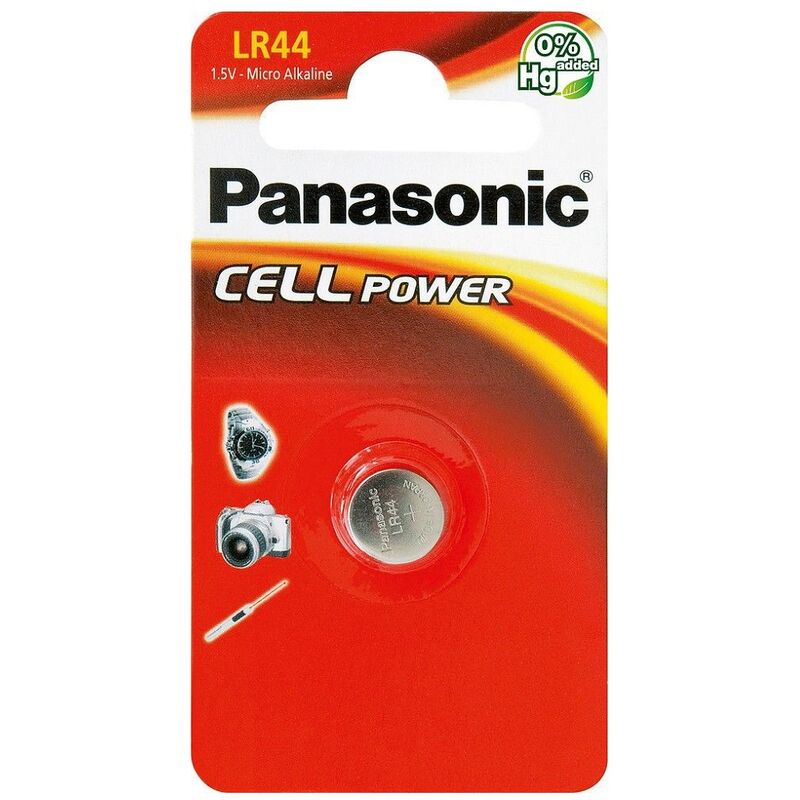Image of Panasonic - Blister da 1 pila a bottone Alcalina 1,5V LR44, RW82, A76, 157