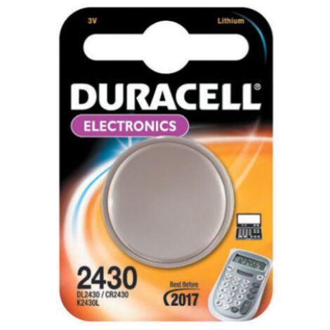 batteria a bottone Duracell pila CR2430 specialistica 24,5x3 mm