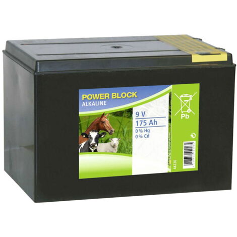 Batteria a secco alcalina a 9 Volt 175 Ah per recinti elettrici Power Block