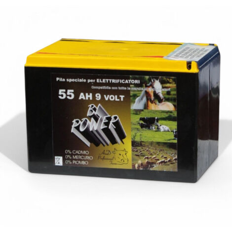 Batteria a secco per elettrificatori animali 9v-55 ah durata 5000 ore