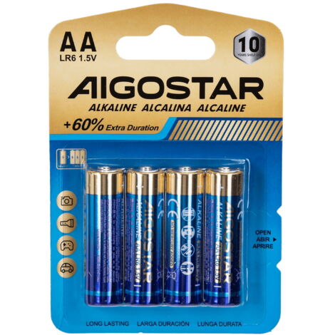 Batteria Aigostar 1,5V AA Stilo Alcalina confezione da 4 pile
