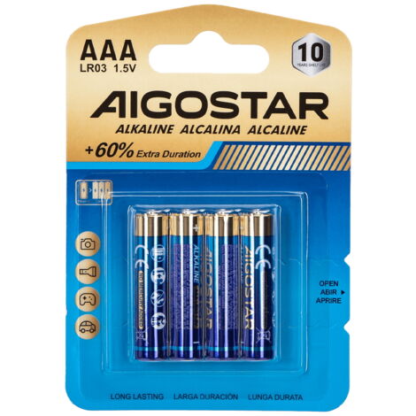 Batteria Aigostar 1,5V AAA Ministilo Alcalina confezione da 4 pile