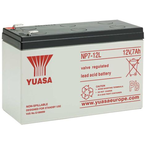 Batteria al piombo ermetica 12V 7Ah con faston 6,35mm - Yuasa NP7-12L