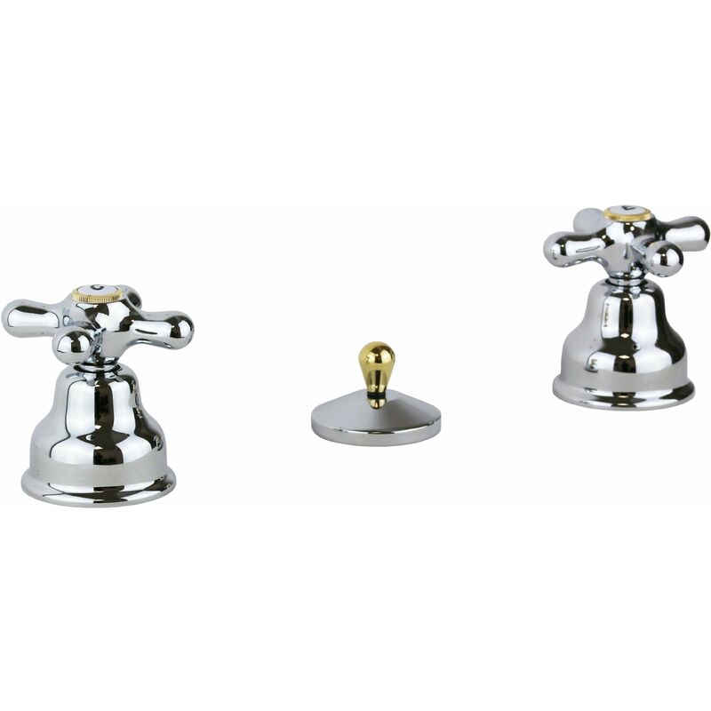 Paffoni Rubinetto Per Bidet 3 Fori Colore Cromo oro Doppia Leva Iri...