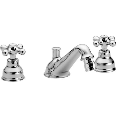 Batteria bidet Paffoni Iris a tre fori in ottone cromato con scarico incluso