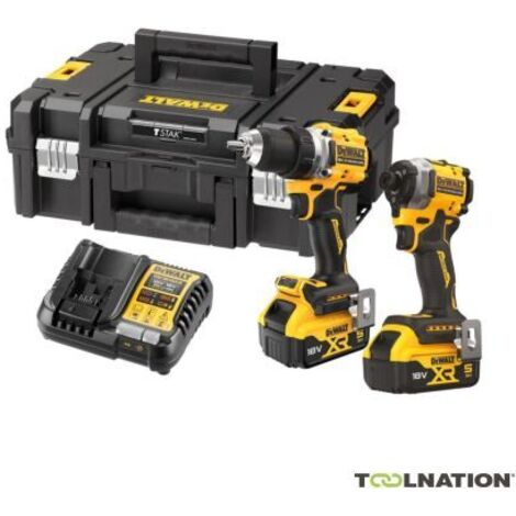 Batteria combinata DeWALT DCK2051P2T, 18V: DCD800, DCF850, 2x 5,0 Ah e caricatore in TSTAK