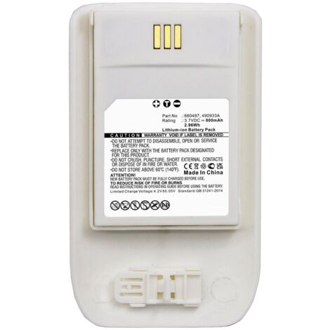 Batteria CoreParts agli ioni di litio da 2,96 Wh, 3,7 V, 800 mAh, bianca, per telefoni Mitel, Ascom, MBXCP-BA255