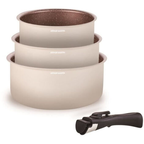 Batteria da cucina - Tutti i fuochi, incluso induzione - ARTHUR MARTIN - AM2655 - Set di 3 pentole - 16-18-20 cm + 1 manico removibile