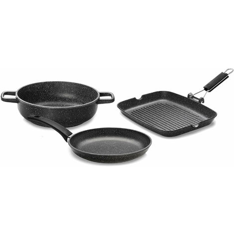 Batteria di Pentole 3 Pezzi in Alluminio Pressofuso Antiaderente Olympia Hard Cook