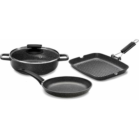 Batteria di Pentole 4 Pezzi in Alluminio Pressofuso Antiaderente Olympia Hard Cook
