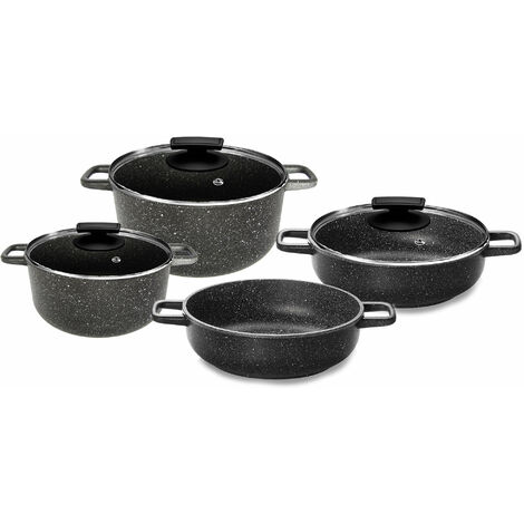 Batteria di Pentole 7 Pezzi in Alluminio Pressofuso Antiaderente Olympia Hard Cook