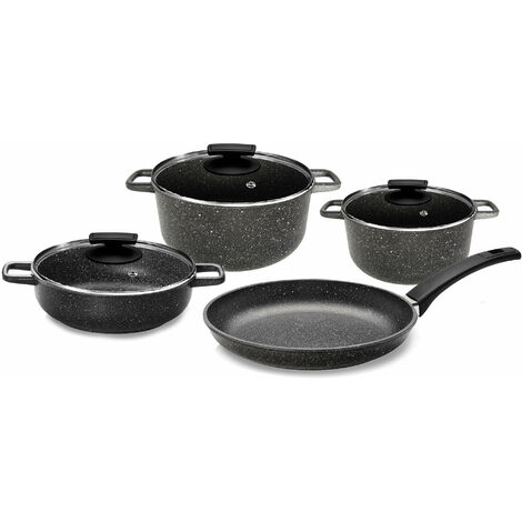 Batteria di Pentole 7 Pezzi in Alluminio Pressofuso Antiaderente Olympia Hard Cook Big