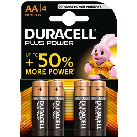 Batteria Duracell 1,5V AA Stilo Plus Power Alcalina confezione da 4 pile