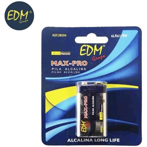 Batteria EDM alcalina a lunga durata 6lr61 - 9v blister 1 unità 26,5x17,5x48,5mm