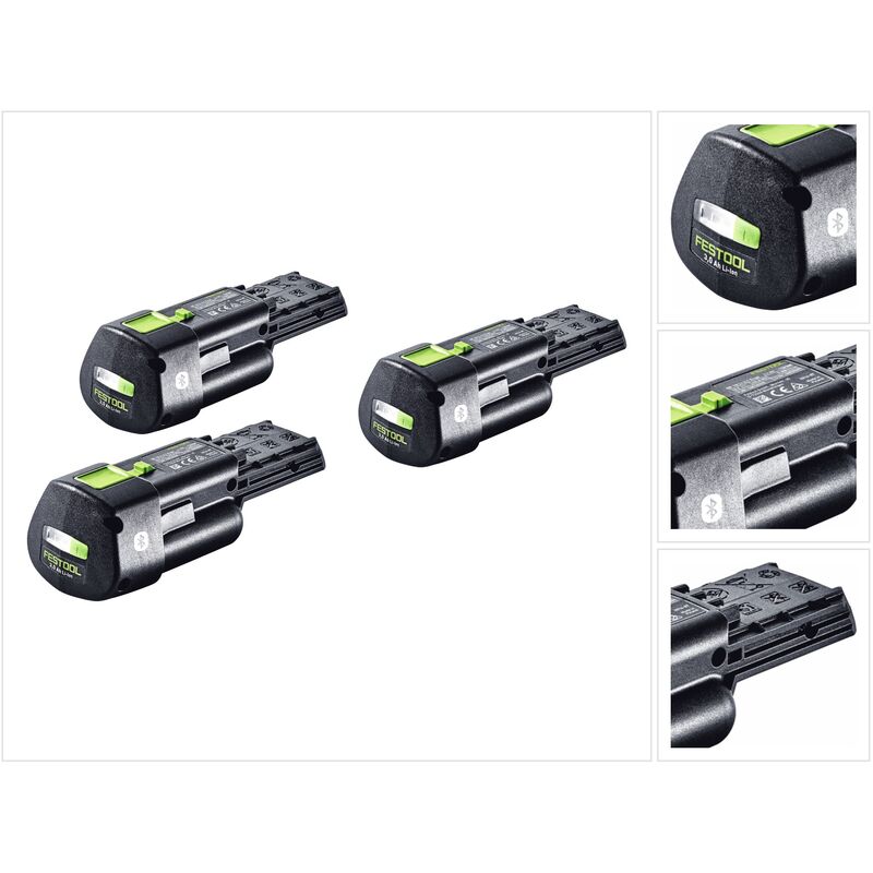 Image of Batteria Festool 3x bp 18 Li 3,0 Ergo i 18 v 3,0 Ah / 3000 mAh Li-Ion ( 3x 577704 ) con indicatore del livello di carica