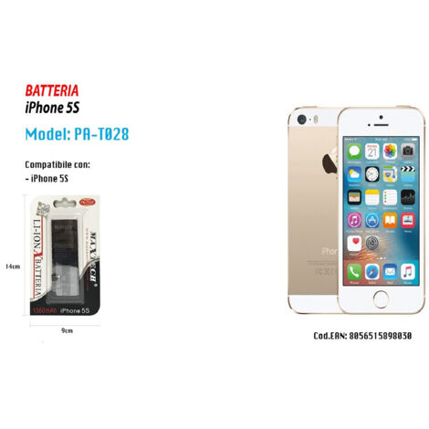Batteria For Iphone 5s Smartphone Internal Ricambio 1560mah Maxtech Pa-t028