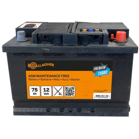 Batteria Gallagher Premium Turbo AGM 12V/75Ah per elettrificatori e recinti elettrici