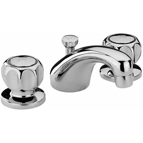 Batteria lavabo a 3 fori con piletta di scarico 1"1/4 Paini Arno 37CR211 Cromo - Piletta con salterello 1"1/4
