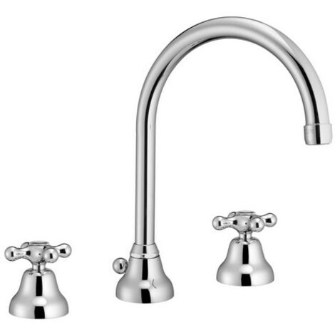 BATTERIA LAVABO BOCCA GIREVOLE CON SCARICO CANNA A FONTANA MAREA Cromo