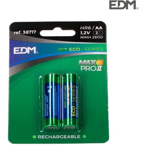 Batteria ricaricabile AA serie Eco EDM - lr06 2600ma blister 2 unità ø14,5x50,5mm