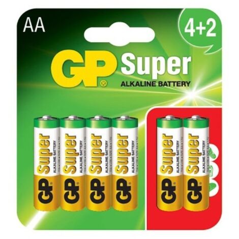 BATTERIA SUPER ALCALINE AA LR6 1,5 V 6 PEZZI - GP15A-U6