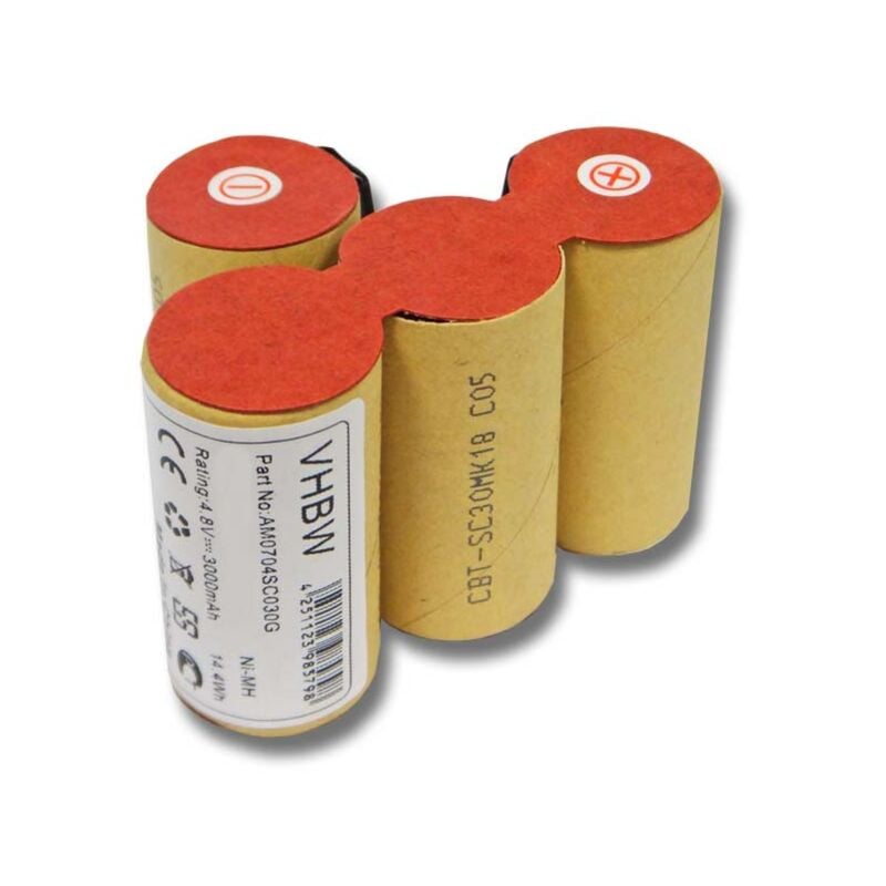 Image of Batteria vhbw Ni-Mh 3000mAh (4.8V) per Vileda AS-193E9A sostituisce 4SC3000.