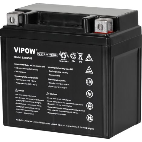 Batteria Vipow tipo MC per motociclette 12 V 4 Ah