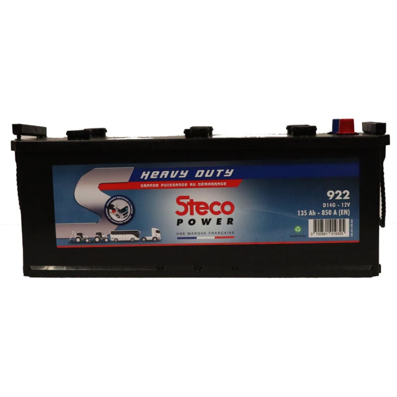 Batterie 12V 135Ah 850A 509x175x208 mm heavy duty stecopower - 922