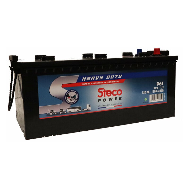 Batterie poids lourd n°9 12V 180Ah steco 961 - Ce produit de marque steco est neuf.