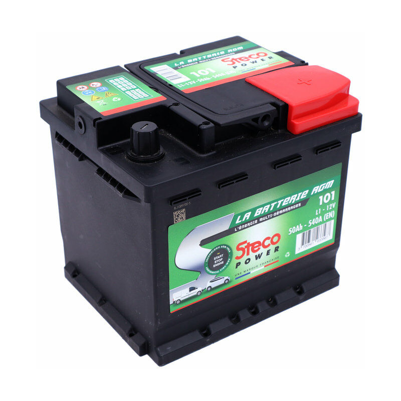Batterie Stop and Start 12 V 50 Ah 450 A STECO 101 - Ce produit de marque STECO est neuf.