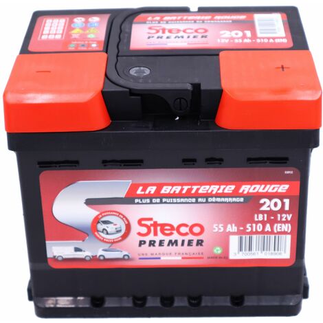 Batterie 12V 55Ah 510A 207x175x175 Gamme Rouge STECO PREMIER STECOPOWER - 201--