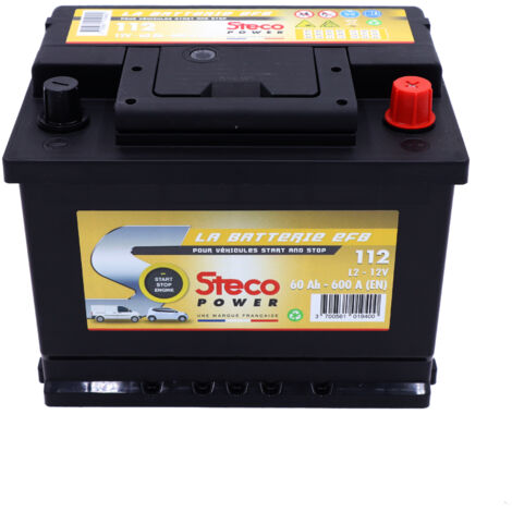 Batterie 12V 60Ah 600A 242x175x190 systeme start&stop stecopower - 112