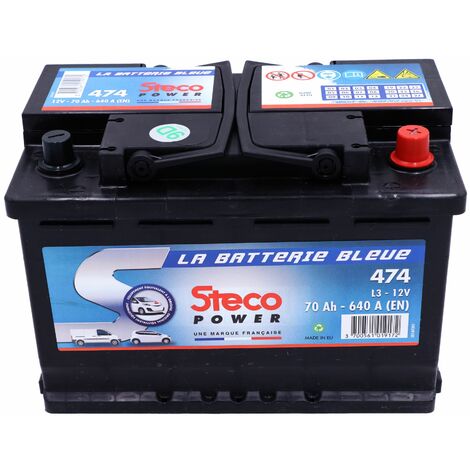 Batterie 12V 70Ah 640A 278x175x190 Gamme Bleue STECOPOWER - 474--