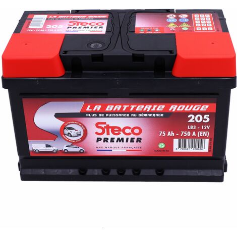 Batterie 12V 75Ah 750A 278x175x175 Gamme Rouge STECO PREMIER STECOPOWER - 205