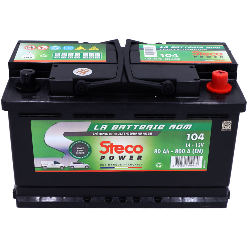 Image of Stecopower - Batterie 12v 80ah 800a 315x175x190 Bereich agm-vrla 104