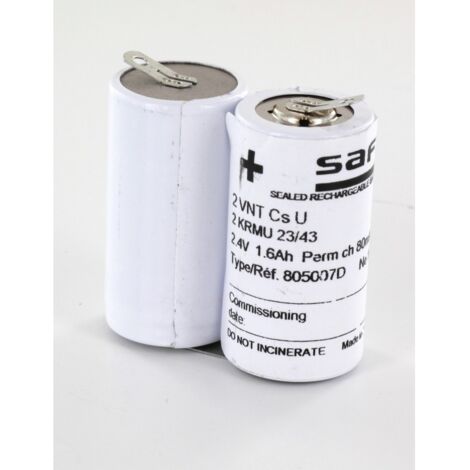 Batterie 2.4V 1.6Ah NiCd 2KRMU 23/43 805007 BAES