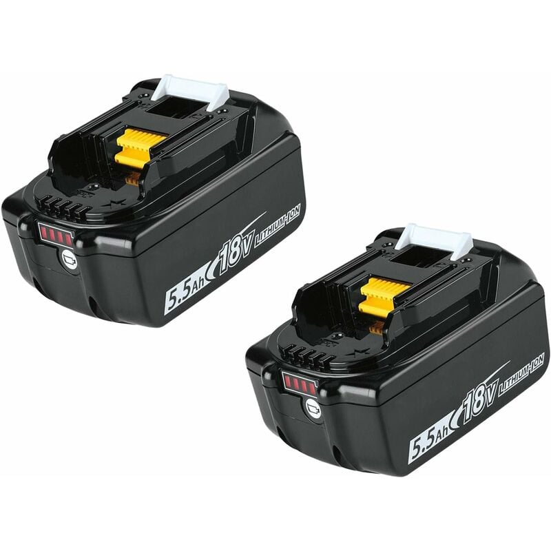 Teetok - Batterie, 2x 5.5A Batterie 18V lxt Li-ion remplacement Batterie BL1850 BL1830, Compatible avec la machine Makita