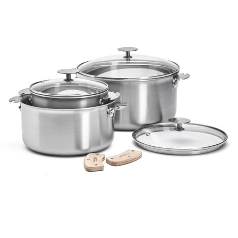 Batterie 3 casseroles 16/20/24cm + anses + couvercle - De Buyer - 3661.03