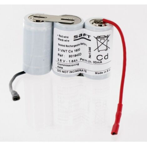 Batterie 3.6V 1.6Ah NiCd 3 VNTCs cosses faston pour Baes