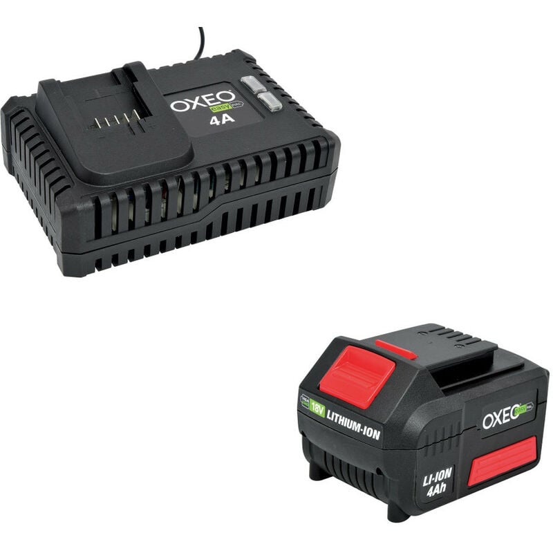Oxeo - Batterie 4Ah et chargeur super rapide batterie 18V Easy Full - 4A - compatible outils de Jardinage Bricolage sans fil Easy Full